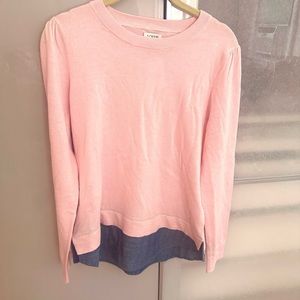 J Crew Pink Sweater with Shirt Tail Trim Size S